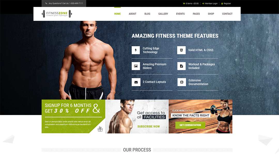 FitnessZone - responsive WordPress sports theme