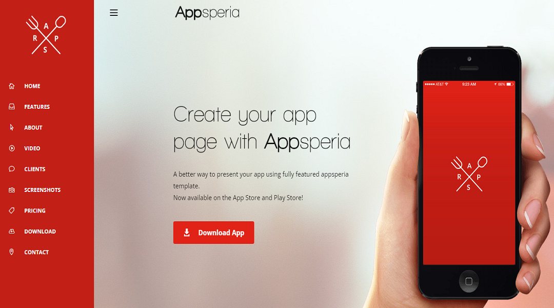 Appsperia -  Landing Page Template for Mobile App