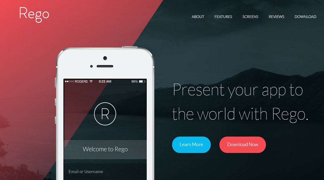 Rego - responsive mobile application theme