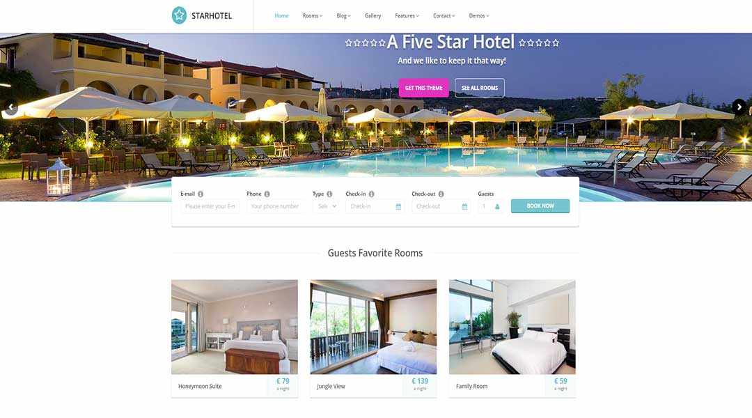 Star hotel - Hotel WordPress Theme
