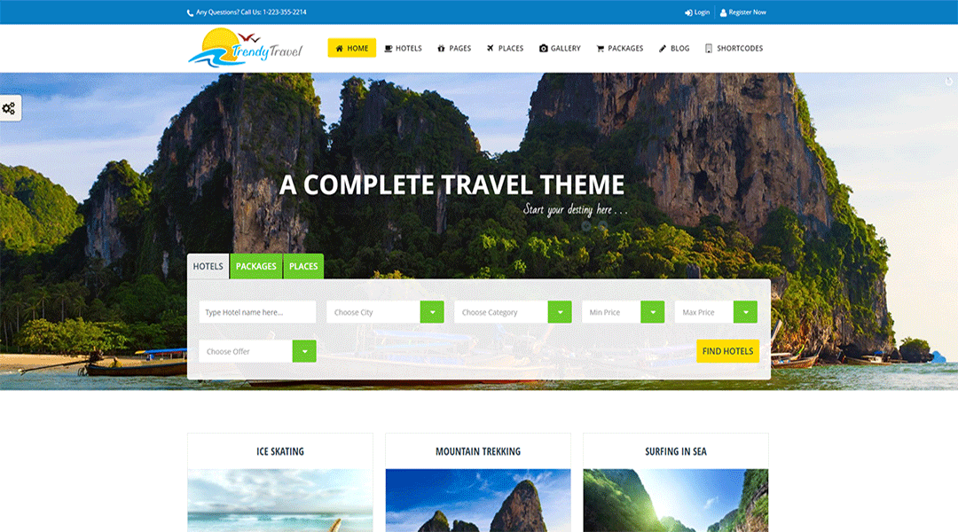 Trendy Travel - Tourism & Travel WordPress Theme