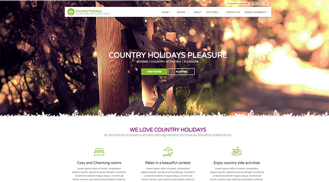 Countryholidays - versatile hotel WordPress theme