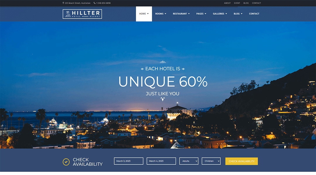 Hillter - awesome looking hotel theme