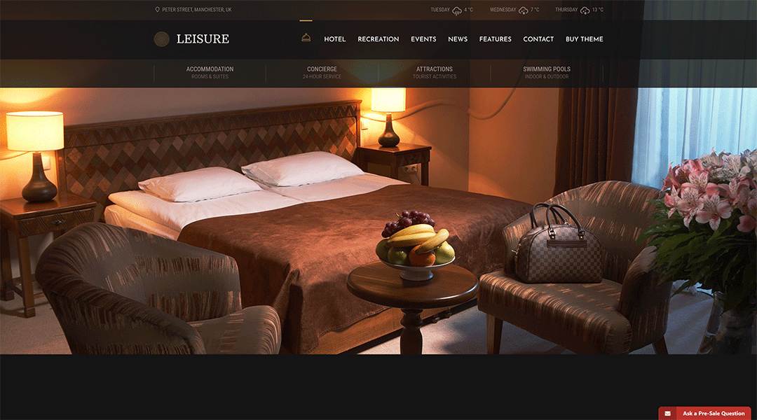 Leisure -Hotel WordPress theme