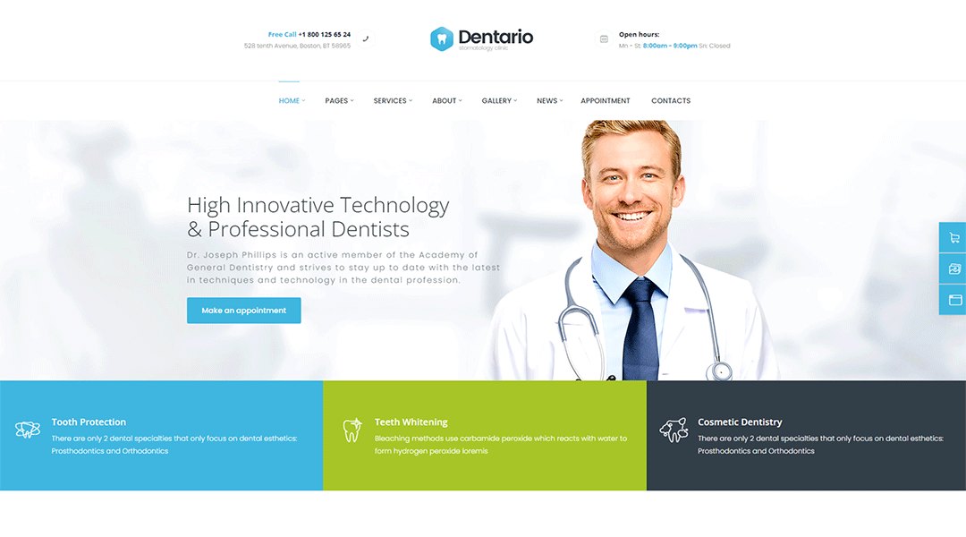 Dentario - classy and stylish doctor WordPress theme