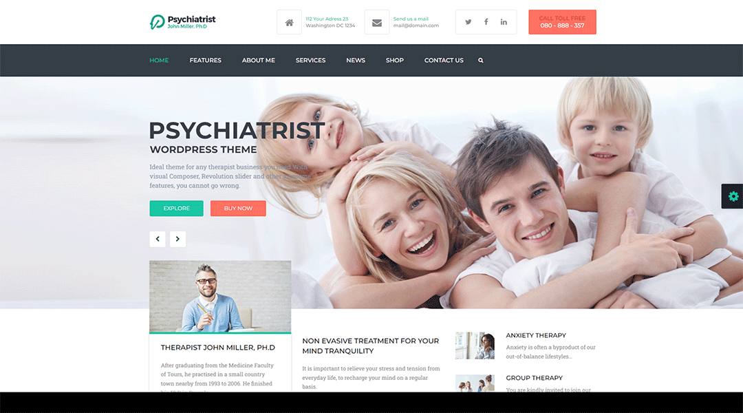 Psychiatrist - WordPress doctor theme for the psychiatrists, psychologists and therapists niche.