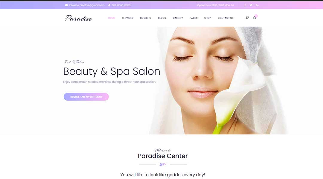 Paradise - professional beauty WordPress themes
