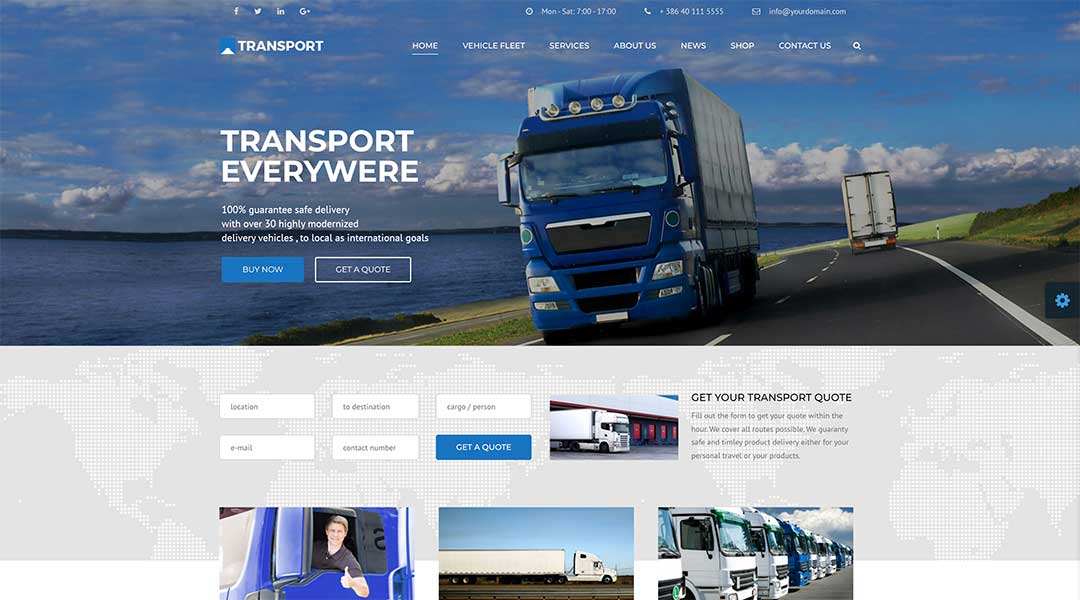 Transport - responsive transport WordPress theme 