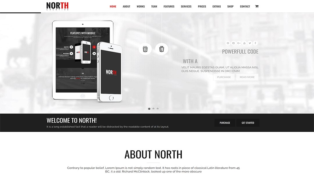 North - retina ready WordPress theme