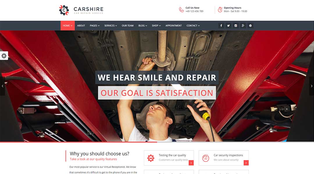 Carshire - auto mechanic WordPress carwash theme