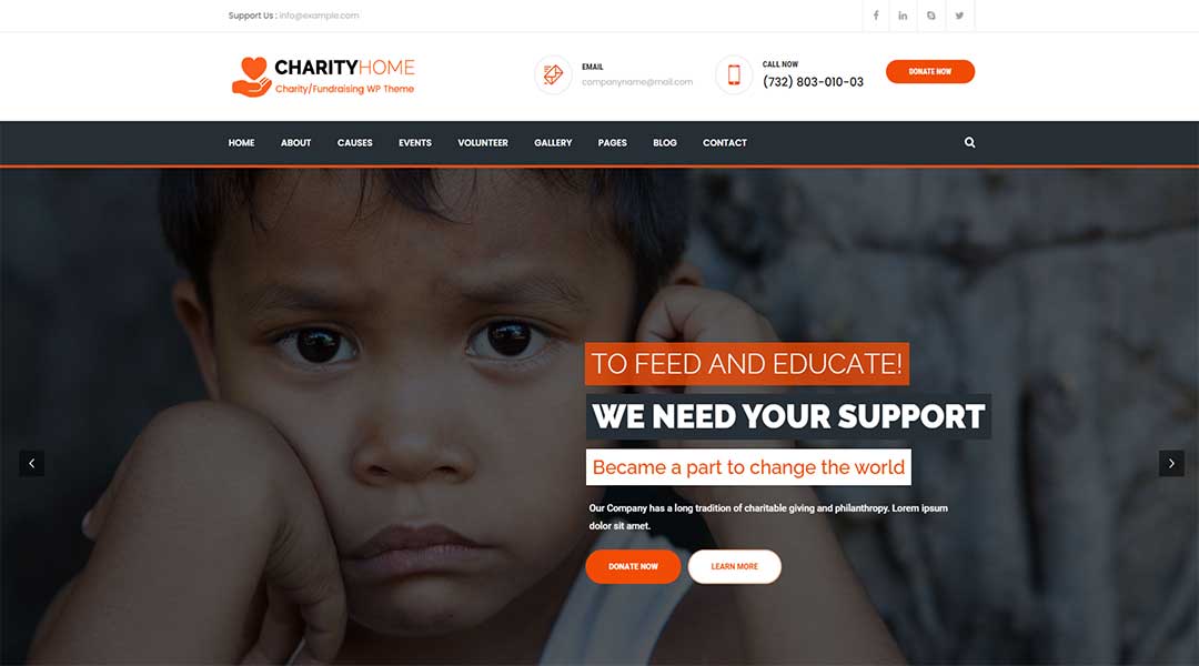 Charity Home - Fundraising WordPress Theme