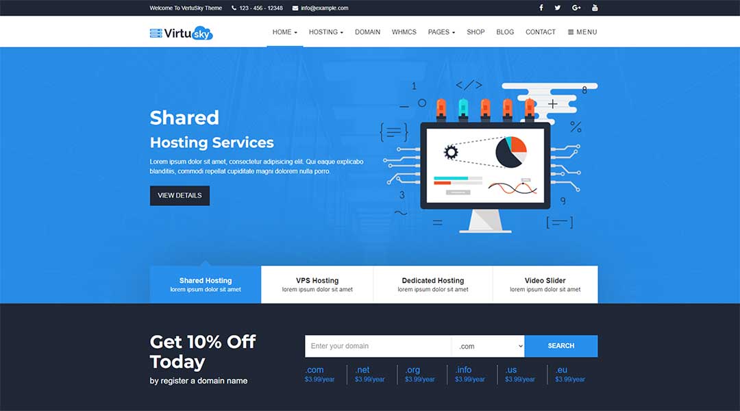 VirtuSky - Responsive Web Hosting and WHMCS WordPress Theme