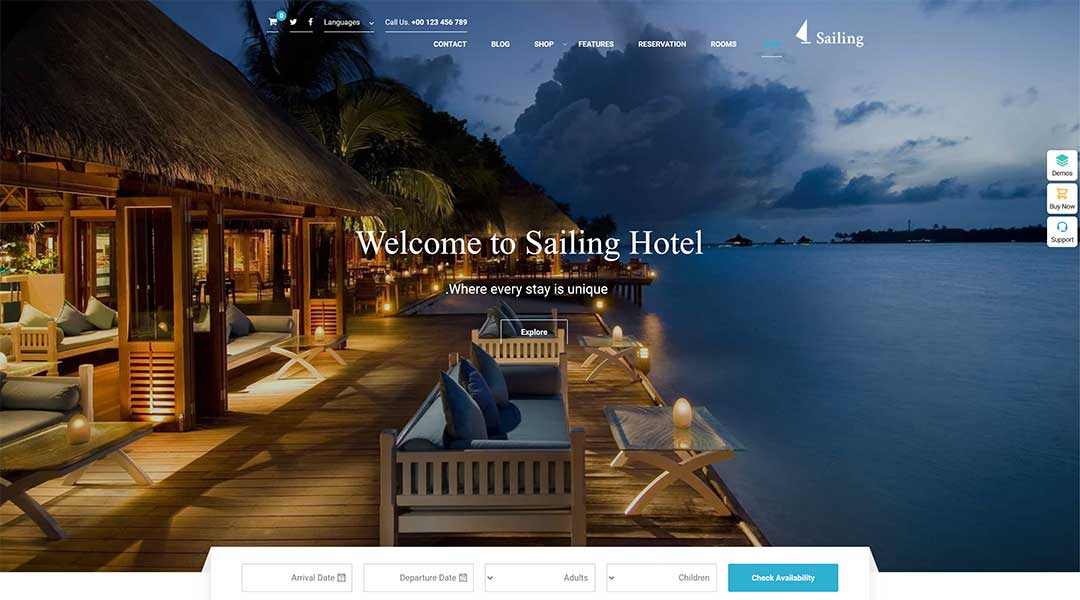 Sailing - Hotel WordPress Theme