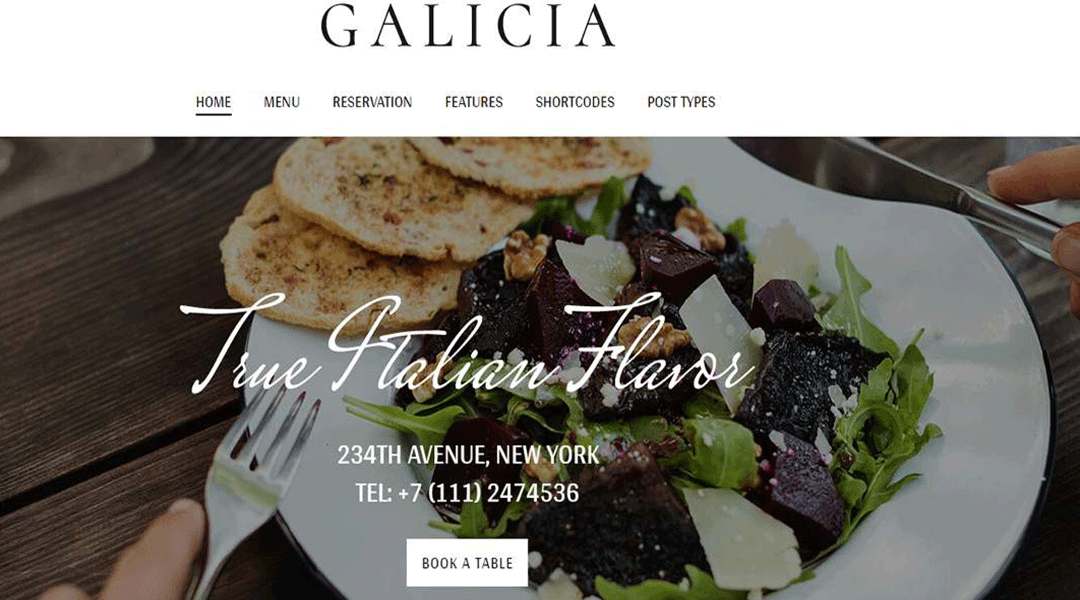 Galicia - Restaurant WordPress Theme