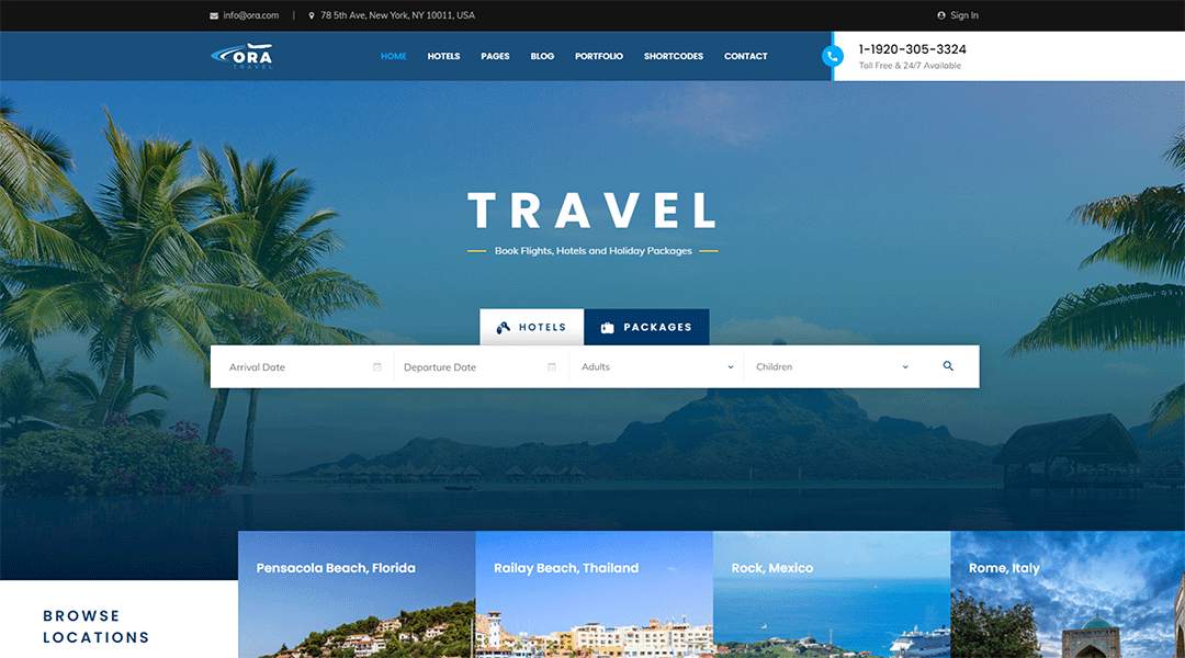 Ora - Travel Booking WordPress Theme